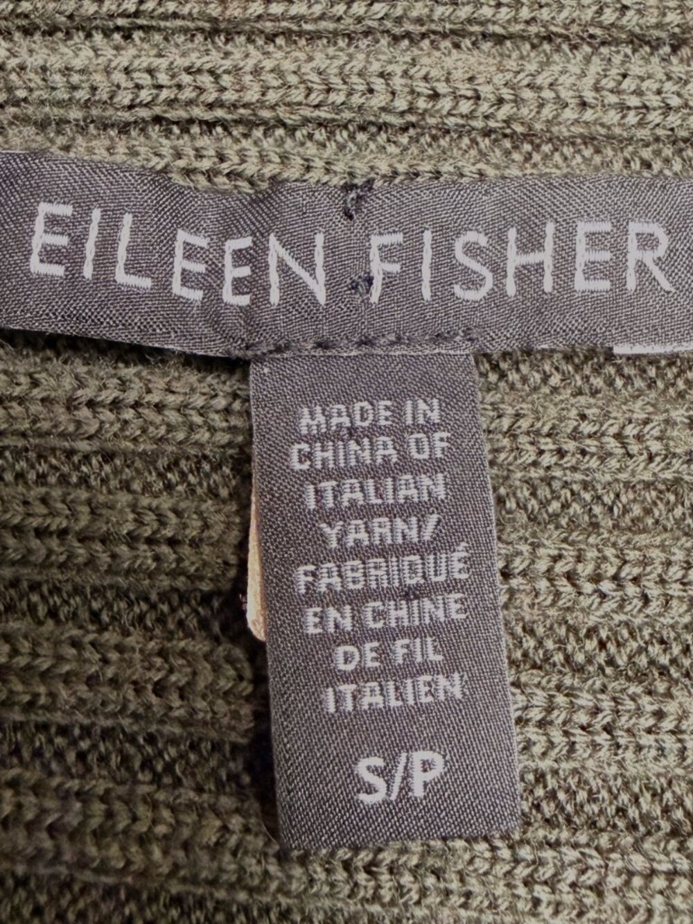 EILEEN FISHER | Ribbed Merino Wool Funnel Neck Sweater | "Woodland" | Size S - Picture 6 of 9